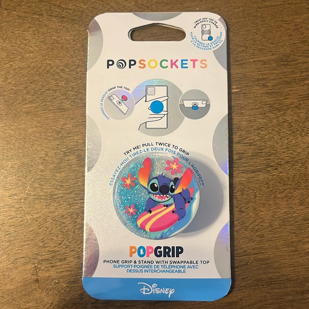 Stitch pop socket with glitter